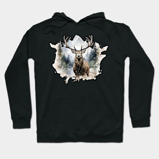 Elk deer nature Scandinavian forest Hoodie